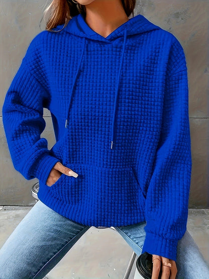 Plush Cozy Women’s Hoodie Sweater - Waffle Knit Layering