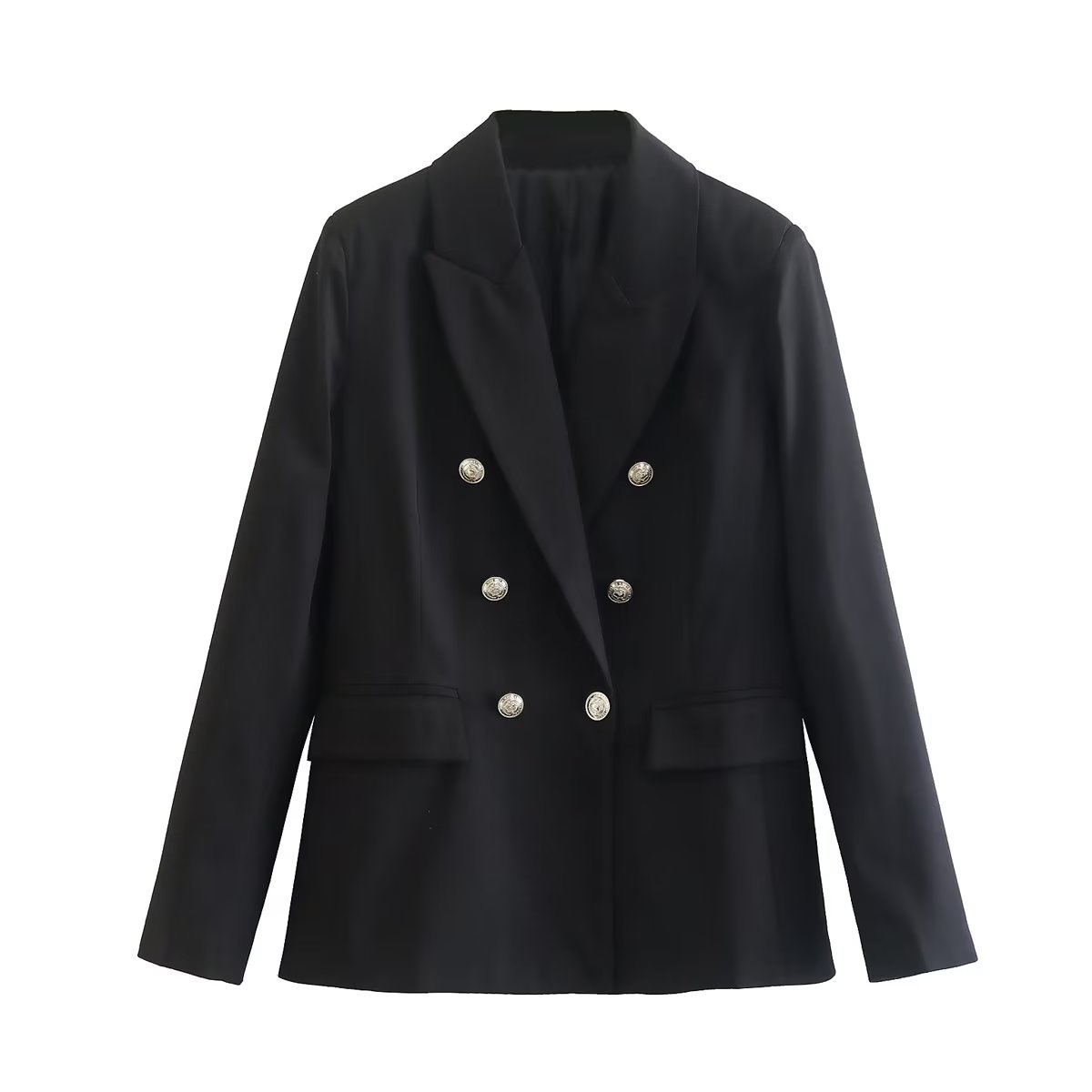 women's Fitted blazer - double-breasted, polished silhouette, polyester, autumn office wear