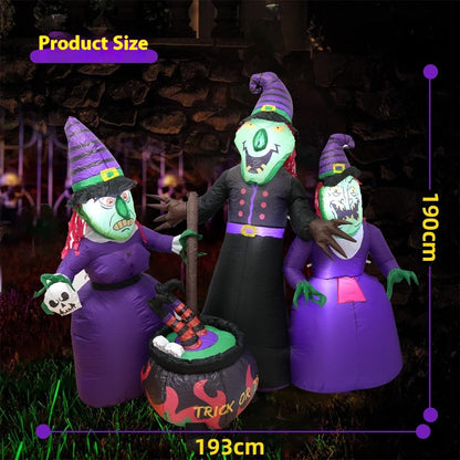 Inflatable Witch Luminous Halloween Yard Decor Outdoor