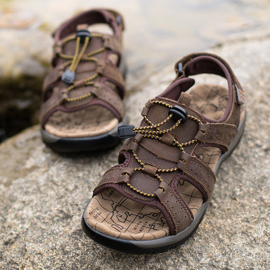 Light men's sandals - open-toe, microfiber leather, casual summer footwear