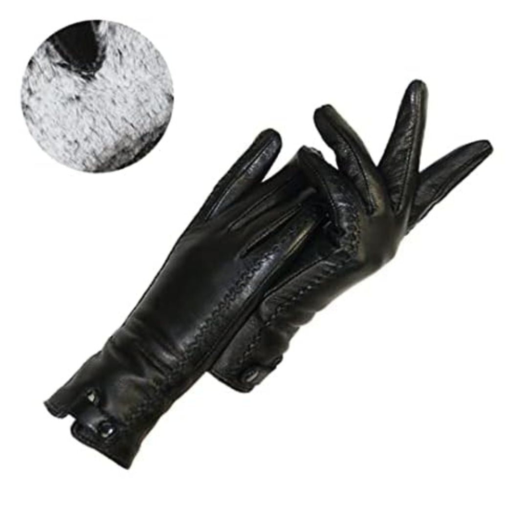 Womens Warm Leather Gloves - Tailored, Rabbit Lined