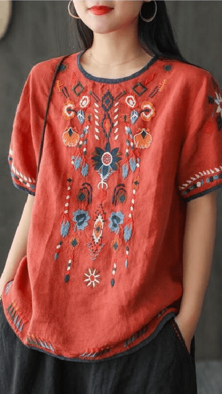 Ethnic Embroidered Blouse for Women, Loose Fit, Elegant Design, Soft Premium Fabric, Versatile for Casual and Formal Wear-4