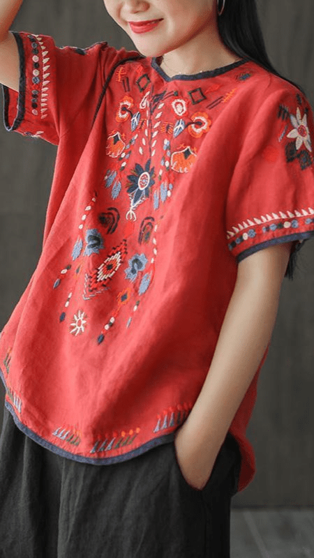Ethnic Embroidered Blouse for Women, Loose Fit, Elegant Design, Soft Premium Fabric, Versatile for Casual and Formal Wear-3