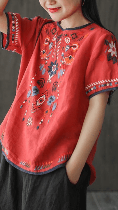 Ethnic Embroidered Blouse for Women, Loose Fit, Elegant Design, Soft Premium Fabric, Versatile for Casual and Formal Wear-3