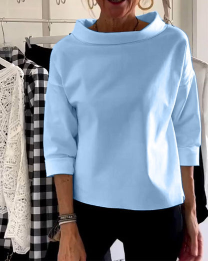 Variant image for Elegant Women's Blouse with Loose Turtleneck, Cotton-Polyester Blend Long Sleeve Top for Summer and Autumn-7