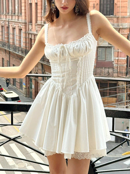 Elegant Lace Corset Women's Dress, Knee-Length Formal Cocktail Dress with Structured Fit for Special Occasions-3