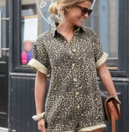 Variant image for Leopard Print Summer Set for Women, Comfortable Polyester Outfit for Beach and Casual Outings-2