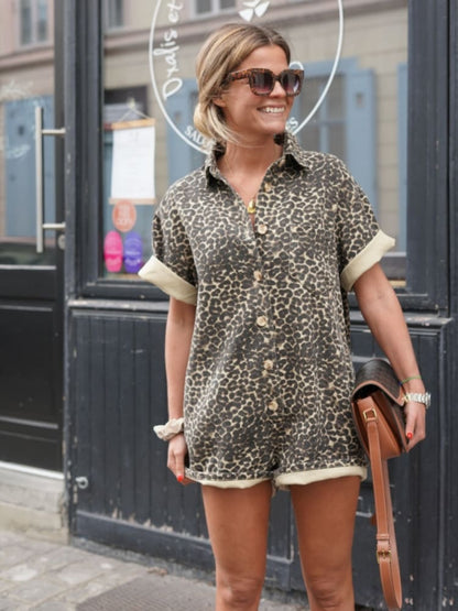 Variant image for Leopard Print Summer Set for Women, Comfortable Polyester Outfit for Beach and Casual Outings-1