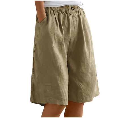 high-waisted, loose-fit with pockets, cotton, for casual summer days – Light women's shorts