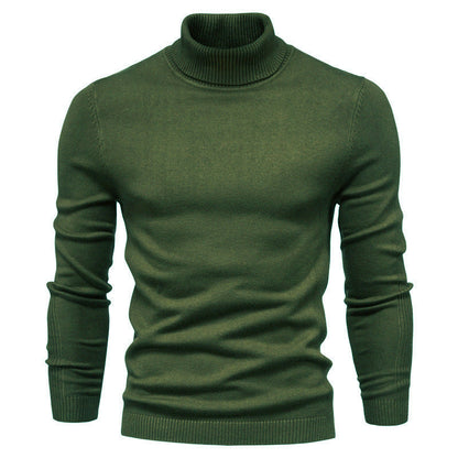 Plush Men's Turtleneck Sweater - Slim Fit Viscose Winter