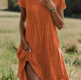 Plush women's dress - scoop neck, flowy mid-length silhouette, geometric print, casual everyday wear