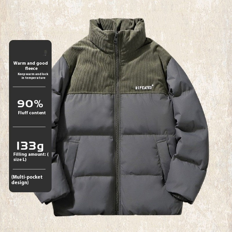 Mens Insulating Puffer Jacket - Corduroy Yoke, Duck Down