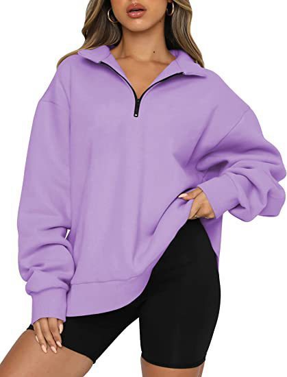 Light Women Zip Sweatshirt - Oversized Pullover Casual
