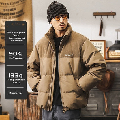 Mens Insulating Puffer Jacket - Corduroy Yoke, Duck Down