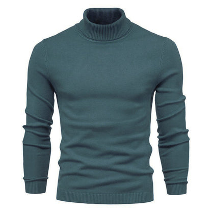 Plush Men's Turtleneck Sweater - Slim Fit Viscose Winter