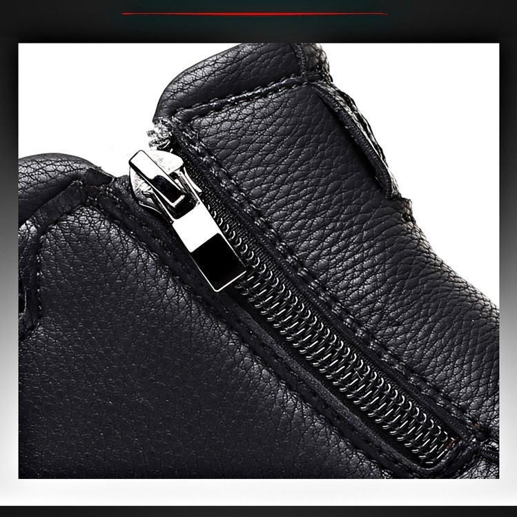 Mens Warm Ankle Boots - Zip Closure, PU Leather, Winter