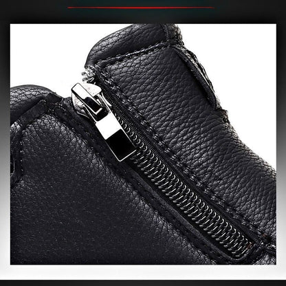 Mens Warm Ankle Boots - Zip Closure, PU Leather, Winter