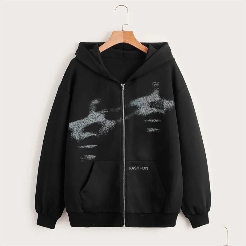 Unisex Oversized Zip Hoodie - Boxy Zip Front, Cotton