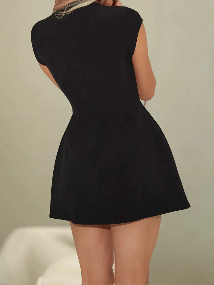 Elegant Mini Dress with Cap Sleeves in Black, White, Pink, Red - Flattering Fit, Soft Polyester Fabric, Multiple Sizes Available-2