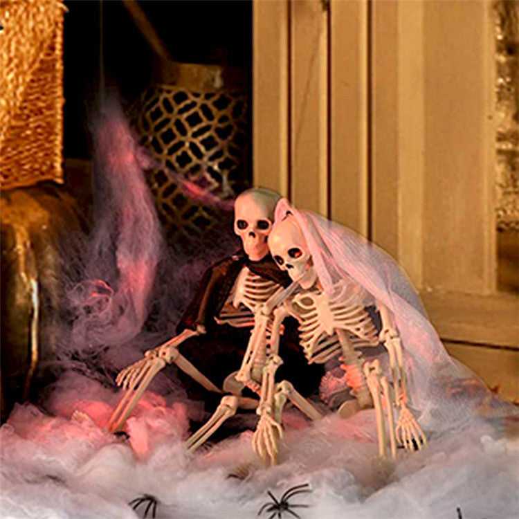 Plastic Halloween Skeleton Couple Props Wedding Veil Decor