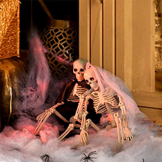 Plastic Halloween Skeleton Couple Props Wedding Veil Decor