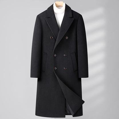 Structured Warm Overknee Wool Coat - Double Breasted, Winter