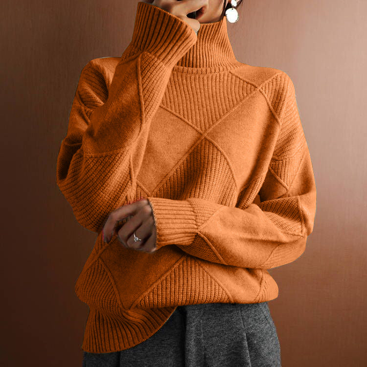 Plush Cozy Womens Sweater - Oversized Diamond Knit Winter