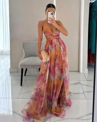 Variant image for Floral Maxi Dress for Women, Adjustable Back Closure, Summer Wedding Guest Dress, Elegant and Comfortable-1