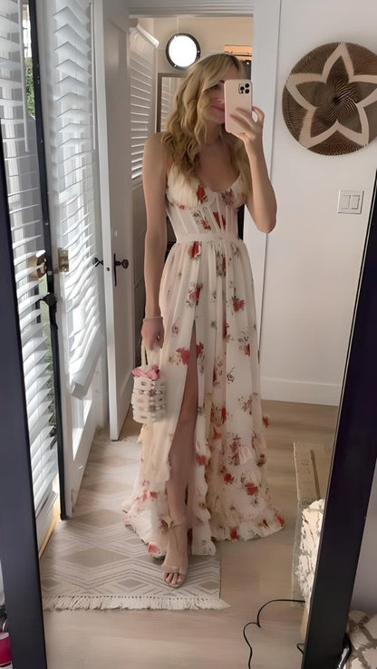 Floral Empire Women's Dress, Elegant Fit and Flare Design for Summer and Formal Events, Knee-Length, Comfortable Fabric-1