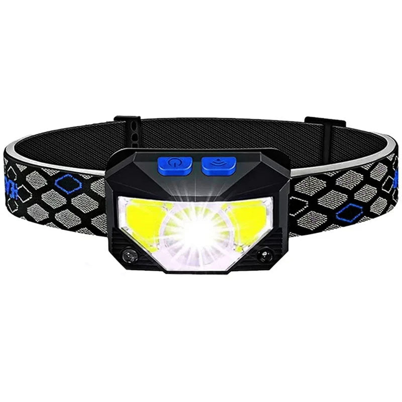 Tactical Head Flashlight Recharge Water-Resistant Motion Sensor