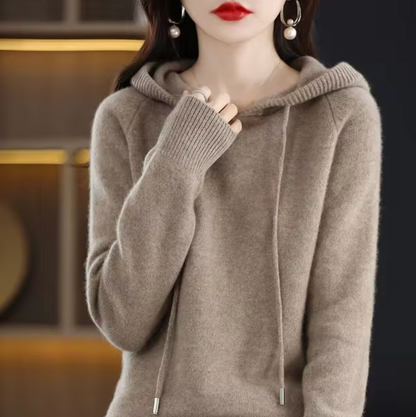 Warm Cozy Womens Knit Hoodie - Relaxed Fit, Plush Knit