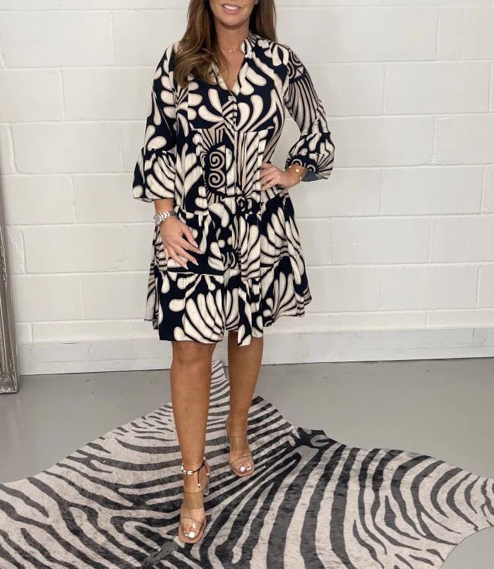 Variant image for Elegant Women's Summer Dress with Graceful Print, Loose Fit, and Knee-Length Design for Garden Parties and Beach Walks-2