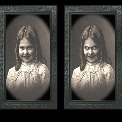 Spooky Ghost 3D Changing Face Moving Picture Frame - Halloween Wall Decor for Haunted Parties and Household Decoration