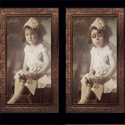 Spooky Ghost 3D Changing Face Moving Picture Frame - Halloween Wall Decor for Haunted Parties and Household Decoration