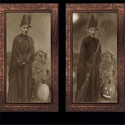 Spooky Ghost 3D Changing Face Moving Picture Frame - Halloween Wall Decor for Haunted Parties and Household Decoration