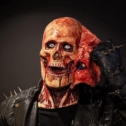 Creepy Full-Face Double Layer Halloween Mask - Terrifying Costume Accessory for Adults, Great for Parties and Events