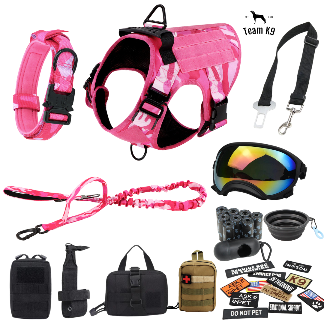 Tactical Dog Harness No-Pull With Front And Back D-Rings Fast-Release Buckles Top Handle Heavy-Duty Training