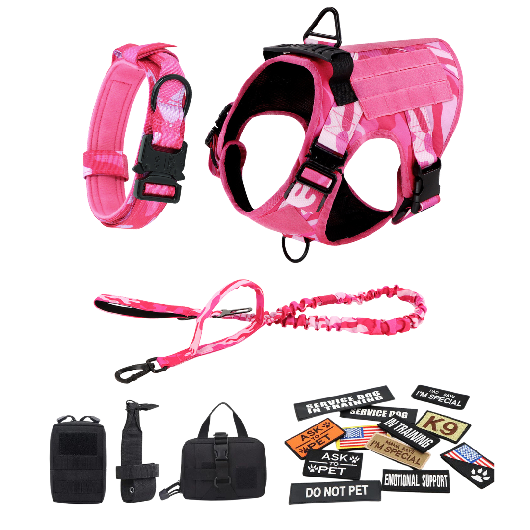 Tactical Dog Harness No-Pull With Front And Back D-Rings Fast-Release Buckles Top Handle Heavy-Duty Training