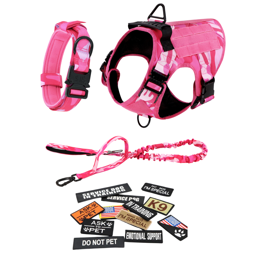 Tactical Dog Harness No-Pull With Front And Back D-Rings Fast-Release Buckles Top Handle Heavy-Duty Training