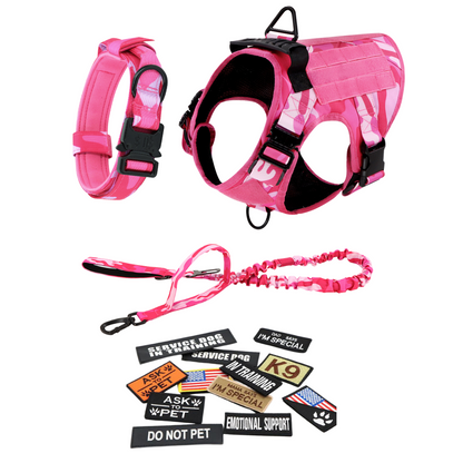 Tactical Dog Harness No-Pull With Front And Back D-Rings Fast-Release Buckles Top Handle Heavy-Duty Training