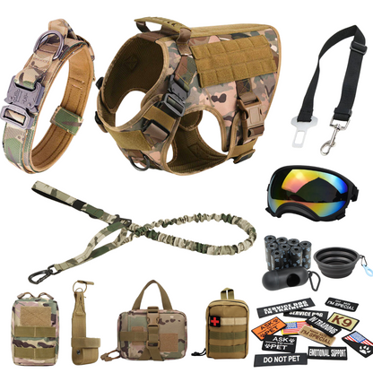 Tactical2025 Edition Dog Harness System All-In-One Training Bundle No-Pull Harness MOLLE Pouches Travel Water Bowl Holiday