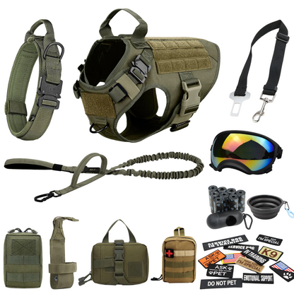 Tactical2025 Edition Dog Harness System All-In-One Training Bundle No-Pull Harness MOLLE Pouches Travel Water Bowl Holiday