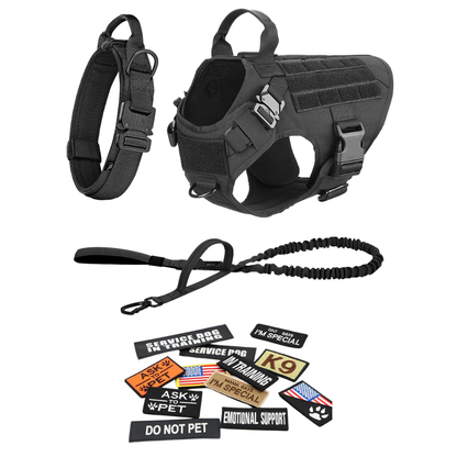 Tactical Dog Harness No-Pull With Front And Back D-Rings Fast-Release Buckles Top Handle Heavy-Duty Training