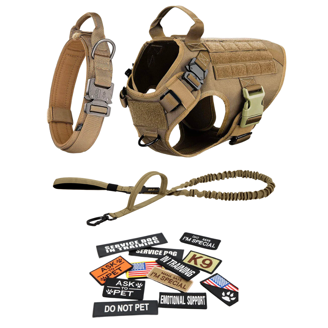 Tactical Dog Harness No-Pull With Front And Back D-Rings Fast-Release Buckles Top Handle Heavy-Duty Training