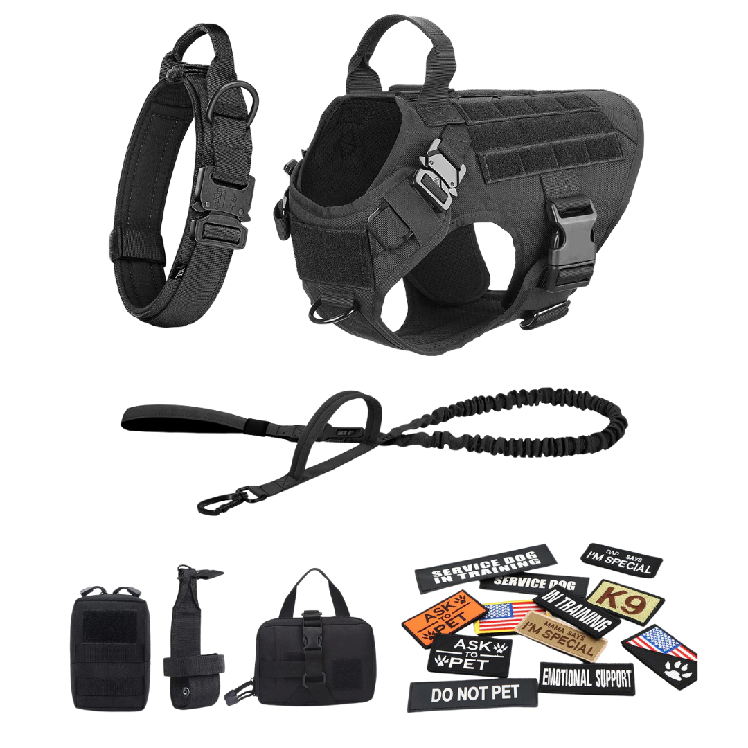 Tactical Dog Harness No-Pull With Front And Back D-Rings Fast-Release Buckles Top Handle Heavy-Duty Training
