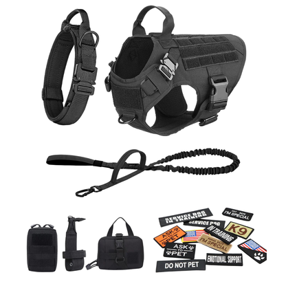 Tactical Dog Harness No-Pull With Front And Back D-Rings Fast-Release Buckles Top Handle Heavy-Duty Training