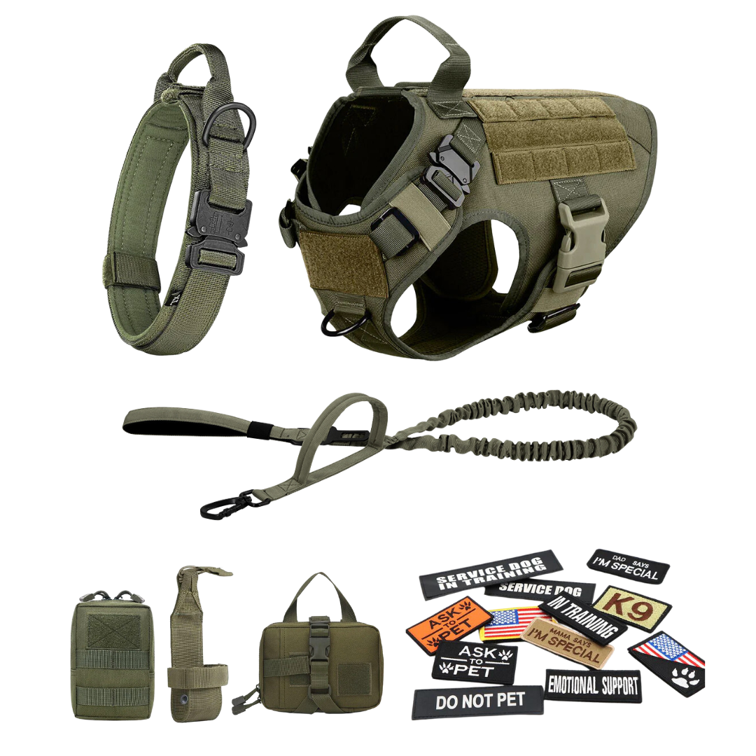 Tactical Dog Harness No-Pull With Front And Back D-Rings Fast-Release Buckles Top Handle Heavy-Duty Training