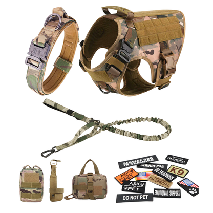 Tactical Dog Harness No-Pull With Front And Back D-Rings Fast-Release Buckles Top Handle Heavy-Duty Training