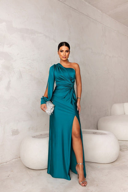 Variant image for Elegant Black Satin Dress with Flattering Cut for Women's Cocktail and Formal Occasions-1