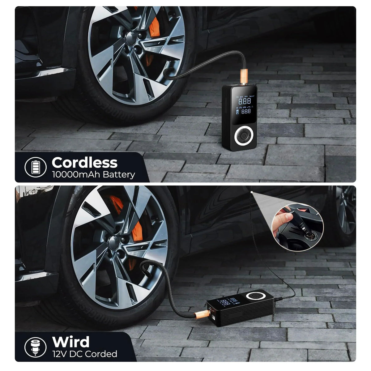 Tire Inflator Travel-Friendly Digital Pump With Auto Shutoff